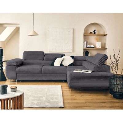 Best Mobilier 2481G sofa - Gris - 5 places - Canapé convertible - Rangement - Velours - Publicité Best Mobilier 2481G sofa - Gris - 5 places - Canapé convertible - Rangement - Velours - Publicité