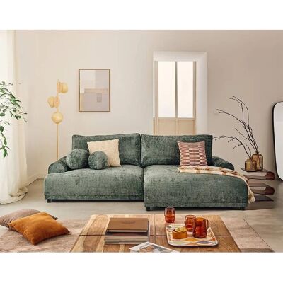 Canapé Best Mobilier 3017V - Angle droit, 4 places, velours, vert - Publicité Canapé Best Mobilier 3017V - Angle droit, 4 places, velours, vert - Publicité