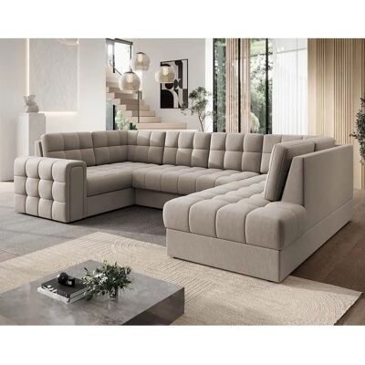 Best Mobilier 3418BEI Canapé d'angle beige 7 places en velours - Canapé - Publicité Best Mobilier 3418BEI Canapé d'angle beige 7 places en velours - Canapé - Publicité