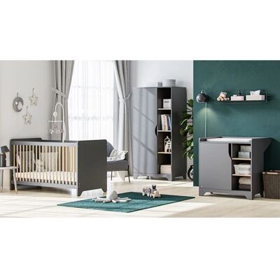 VOX - Leaf - Gris y madera - Conjunto de muebles bebé VOX - Leaf - Gris y madera - Conjunto de muebles bebé