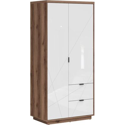 PETITS-MEUBLES Sven Armario 2 puertas 2 cajones Blanco y Madera PETITS-MEUBLES Sven Armario 2 puertas 2 cajones Blanco y Madera