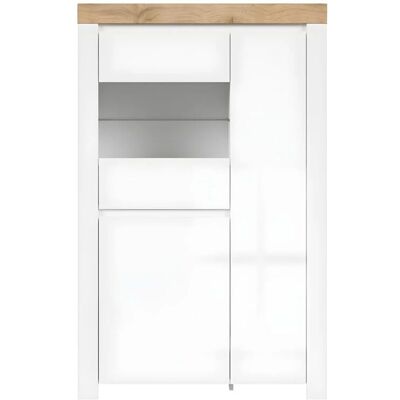 Vitrine Hella à 3 portes blanc et bois - Vitrina - Publicité Vitrine Hella à 3 portes blanc et bois - Vitrina - Publicité