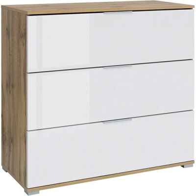 Petits-meubles Selma 3 Tiroirs Blanc et Bois - Commode - Publicité Petits-meubles Selma 3 Tiroirs Blanc et Bois - Commode - Publicité