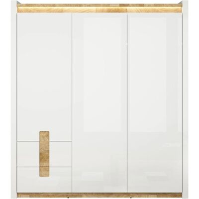 PETITS-MEUBLES - Armoire 3 portes avec LED Helios Blanc Laqué - Européen - Publicité PETITS-MEUBLES - Armoire 3 portes avec LED Helios Blanc Laqué - Européen - Publicité