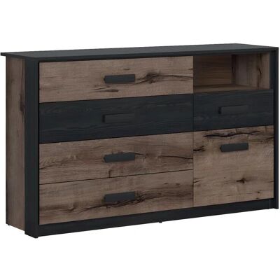 PETITS-MEUBLES Houten Ladekast met 5 Laden & 1 Deur PETITS-MEUBLES Houten Ladekast met 5 Laden & 1 Deur