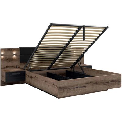 PETITS-MEUBLES - Lit avec Coffre de Rangement Romane Bois 160x200 - Type de Lit - Publicité PETITS-MEUBLES - Lit avec Coffre de Rangement Romane Bois 160x200 - Type de Lit - Publicité