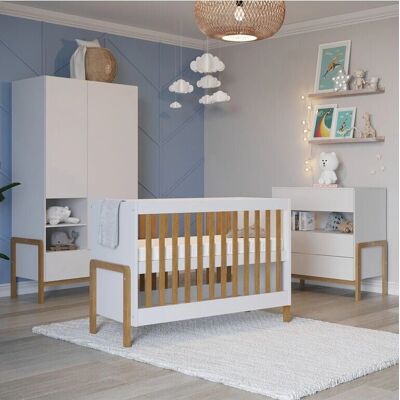 Conjunto completo de habitación de bebé Kocot Kids Victor - Blanco y Roble Conjunto completo de habitación de bebé Kocot Kids Victor - Blanco y Roble