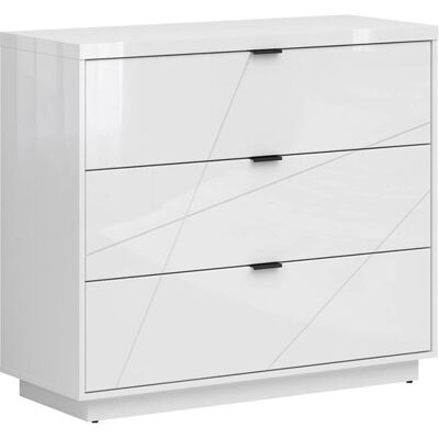 Petits Meubles Sven Commode Blanche - 3 Tiroirs Qualité Européenne - Publicité Petits Meubles Sven Commode Blanche - 3 Tiroirs Qualité Européenne - Publicité