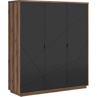 PETITS-MEUBLES Sven Armario 3 puertas negro y madera PETITS-MEUBLES Sven Armario 3 puertas negro y madera