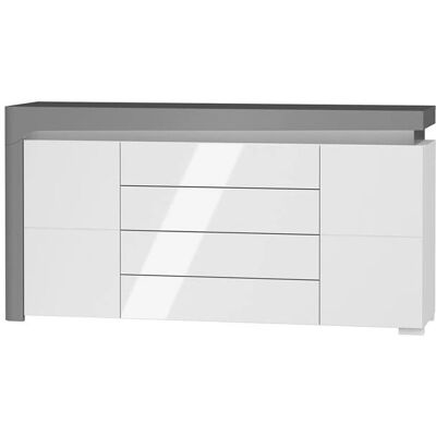 Bufé Blanco y Gris PETITS-MEUBLES - 2 Puertas, 4 Cajones Bufé Blanco y Gris PETITS-MEUBLES - 2 Puertas, 4 Cajones