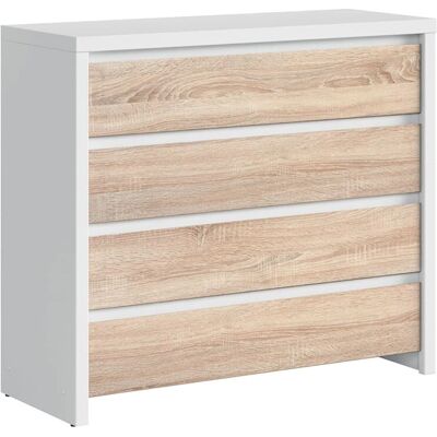 Commode Soren Blanc Bois 4 tiroirs - Mobilier Commode Soren Blanc Bois 4 tiroirs - Mobilier