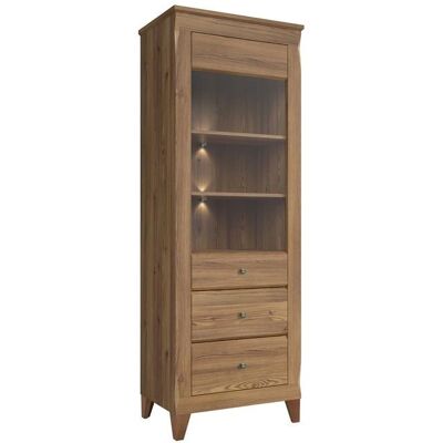 PETITS-MEUBLES Vitrine Raya en Bois - 1 Porte, 2 tiroirs, 3 étagères - Européen - Publicité PETITS-MEUBLES Vitrine Raya en Bois - 1 Porte, 2 tiroirs, 3 étagères - Européen - Publicité