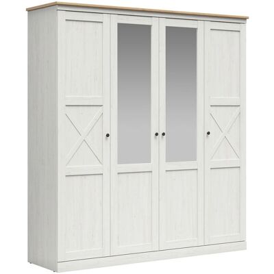 PETITS-MEUBLES Armario Victoria Blanco y Madera 4 Puertas PETITS-MEUBLES Armario Victoria Blanco y Madera 4 Puertas