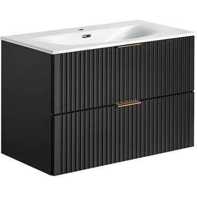 PETITS-MEUBLES Adriel Mueble de baño suspendido - 80cm Negro PETITS-MEUBLES Adriel Mueble de baño suspendido - 80cm Negro