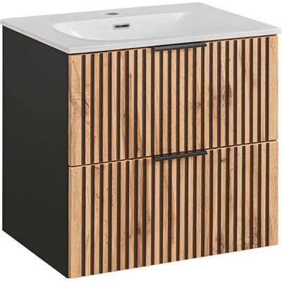 PETITS-MEUBLES Gaia 60cm Meuble lavabo suspendu - 2 tiroirs, lavabo en céramique - Publicité PETITS-MEUBLES Gaia 60cm Meuble lavabo suspendu - 2 tiroirs, lavabo en céramique - Publicité