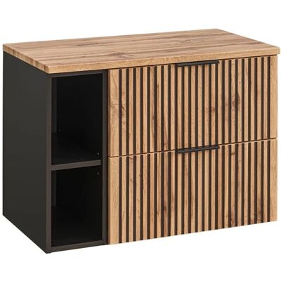PETITS-MEUBLES Mueble de baño Gaia - Negro y Madera - 80cm PETITS-MEUBLES Mueble de baño Gaia - Negro y Madera - 80cm