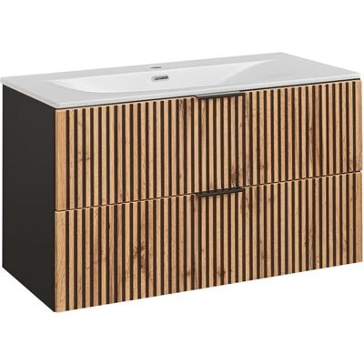 PETITS-MEUBLES Mueble de baño Gaia 100cm Empotrado - Madera y Negro PETITS-MEUBLES Mueble de baño Gaia 100cm Empotrado - Madera y Negro