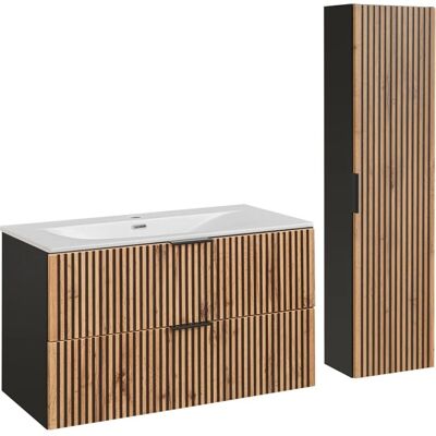 PETITS-MEUBLES Gaia Ensemble Salle de Bain 100cm Lavabo et Colonne - Publicité PETITS-MEUBLES Gaia Ensemble Salle de Bain 100cm Lavabo et Colonne - Publicité
