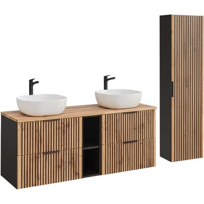 Ensemble de salle de bain Gaia avec double lavabo PETITS-MEUBLES - 2 niches & colonne - Publicité Ensemble de salle de bain Gaia avec double lavabo PETITS-MEUBLES - 2 niches & colonne - Publicité