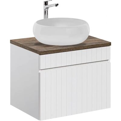 PETITS-MEUBLES Zelie Blanco y Madera Encimera de Baño Redonda Vintage PETITS-MEUBLES Zelie Blanco y Madera Encimera de Baño Redonda Vintage