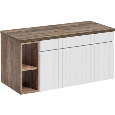 PETITS-MEUBLES Zelie Mueble de baño - 100cm, Blanco, Negro, Roble vintage - Muebles de baño PETITS-MEUBLES Zelie Mueble de baño - 100cm, Blanco, Negro, Roble vintage - Muebles de baño