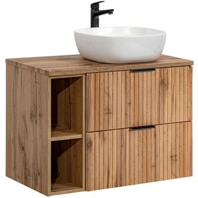 PETITS-MEUBLES Mueble de baño Adriel Madera de pared - 80cm, 2 nichos PETITS-MEUBLES Mueble de baño Adriel Madera de pared - 80cm, 2 nichos