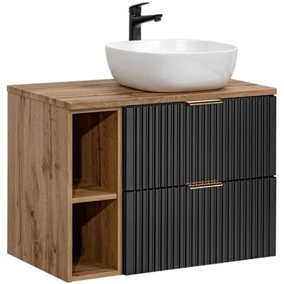 PETITS-MEUBLES Meuble lavabo Adriel - 80cm, Noir, 2 tiroirs, Montage mural - Publicité PETITS-MEUBLES Meuble lavabo Adriel - 80cm, Noir, 2 tiroirs, Montage mural - Publicité