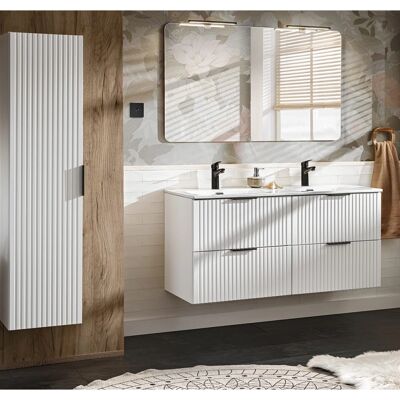 PETITS-MEUBLES Conjunto de lavabo doble Adriel - Mueble de baño suspendido PETITS-MEUBLES Conjunto de lavabo doble Adriel - Mueble de baño suspendido