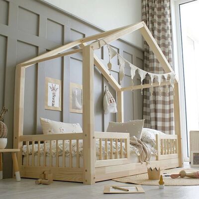 Cama Beige Iris con Barandillas y Somier - Cama Cama Beige Iris con Barandillas y Somier - Cama