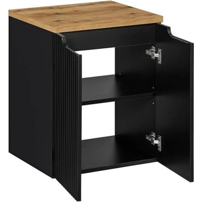 PETITS-MEUBLES Riva Gabinete de Baño Negro y Madera PETITS-MEUBLES Riva Gabinete de Baño Negro y Madera
