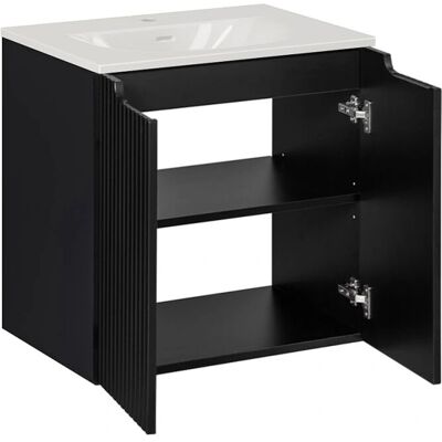 PETITS-MEUBLES Riva Gabinete de baño negro de 60cm de pared PETITS-MEUBLES Riva Gabinete de baño negro de 60cm de pared
