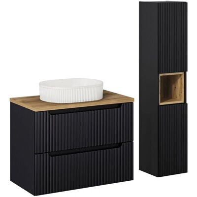 Conjunto de baño PETITS-MEUBLES Riva 80cm - 2 cajones y pedestal Conjunto de baño PETITS-MEUBLES Riva 80cm - 2 cajones y pedestal