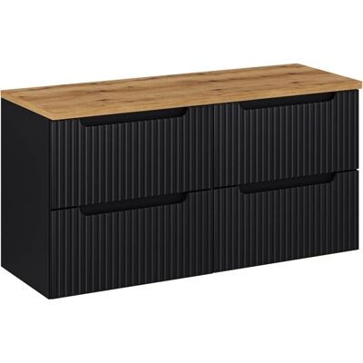 PETITS-MEUBLES Mueble de baño negro y madera - Gabinete de lavabo PETITS-MEUBLES Mueble de baño negro y madera - Gabinete de lavabo