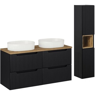Ensemble double lavabo Riva avec 4 tiroirs et colonne PETITS-MEUBLES - Publicité Ensemble double lavabo Riva avec 4 tiroirs et colonne PETITS-MEUBLES - Publicité
