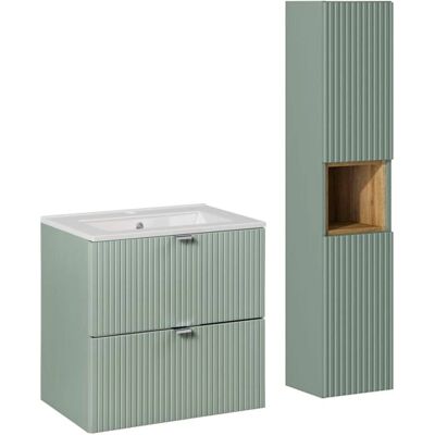 Ensemble de salle de bain compact Petits-meubles - Vert Jade en Bois - Publicité Ensemble de salle de bain compact Petits-meubles - Vert Jade en Bois - Publicité