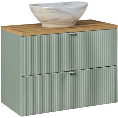 PETITS-MEUBLES - Meuble de salle de bain - 80cm 2 tiroirs Jade Vert Bois - Publicité PETITS-MEUBLES - Meuble de salle de bain - 80cm 2 tiroirs Jade Vert Bois - Publicité
