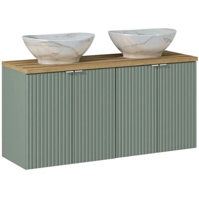 PETITS-MEUBLES - Mueble de baño moderno - 120cm, 4 puertas, Jade Verde y Madera PETITS-MEUBLES - Mueble de baño moderno - 120cm, 4 puertas, Jade Verde y Madera