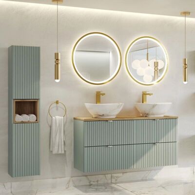 Conjunto de muebles con doble lavabo - 120cm, Jade Verde, Madera - Muebles de baño Conjunto de muebles con doble lavabo - 120cm, Jade Verde, Madera - Muebles de baño