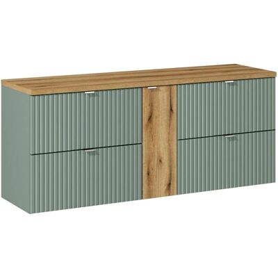 PETITS-MEUBLES Meuble de salle de bain 140cm - Vert Jade, Suspendu, 4 tiroirs - Publicité PETITS-MEUBLES Meuble de salle de bain 140cm - Vert Jade, Suspendu, 4 tiroirs - Publicité
