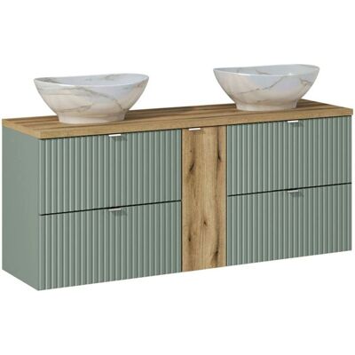 PETITS-MEUBLES Meuble double lavabo Jade Verte et Bois - Publicité PETITS-MEUBLES Meuble double lavabo Jade Verte et Bois - Publicité