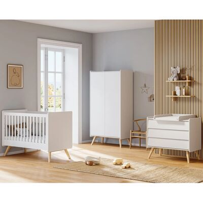 Vox - Vintage White Wood - 60x120 - Armario de 2 puertas - Set habitación bebé Vox - Vintage White Wood - 60x120 - Armario de 2 puertas - Set habitación bebé