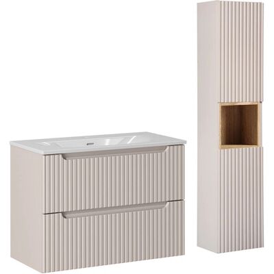 Ensemble de salle de bain compact PETITS-MEUBLES - 80cm, 2 tiroirs, Riva Cachemira - Publicité Ensemble de salle de bain compact PETITS-MEUBLES - 80cm, 2 tiroirs, Riva Cachemira - Publicité
