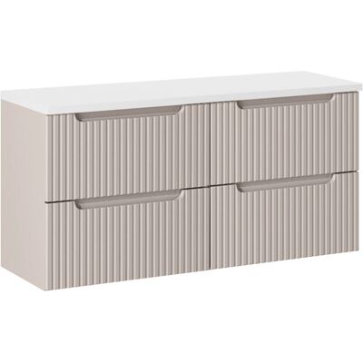 PETITS-MEUBLES - Mueble de baño blanco cachemira de 120cm con 4 cajones PETITS-MEUBLES - Mueble de baño blanco cachemira de 120cm con 4 cajones