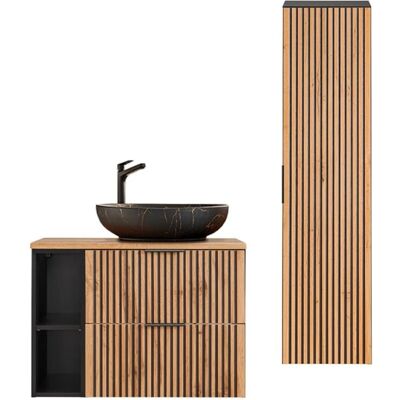 Ensemble de meubles de salle de bain noir Gaia - 80cm - PETITS-MEUBLES - Publicité Ensemble de meubles de salle de bain noir Gaia - 80cm - PETITS-MEUBLES - Publicité