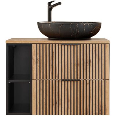 Mueble de lavabo Gaia 80cm - Lavabo de cerámica negro Mueble de lavabo Gaia 80cm - Lavabo de cerámica negro