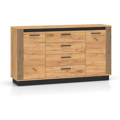 Buffet Solal de PETITS-MEUBLES - MDF, Noir, 2 Portes, 3 Tiroirs - Publicité Buffet Solal de PETITS-MEUBLES - MDF, Noir, 2 Portes, 3 Tiroirs - Publicité