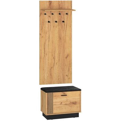 PETITS-MEUBLES Nilo Wood Entrada con Estante y Banco - 1 Puerta PETITS-MEUBLES Nilo Wood Entrada con Estante y Banco - 1 Puerta