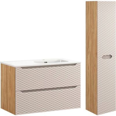 Ensemble de Mobilier de Salle de Bain PETITS-MEUBLES - 90cm Réversible Elora Beige Bois - Publicité Ensemble de Mobilier de Salle de Bain PETITS-MEUBLES - 90cm Réversible Elora Beige Bois - Publicité