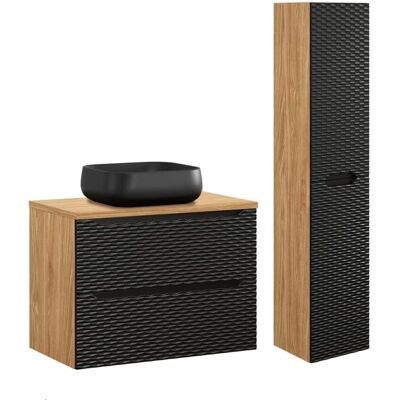 PETITS-MEUBLES Ensemble Salle de Bain Elora 80cm Noir et Bois - Publicité PETITS-MEUBLES Ensemble Salle de Bain Elora 80cm Noir et Bois - Publicité