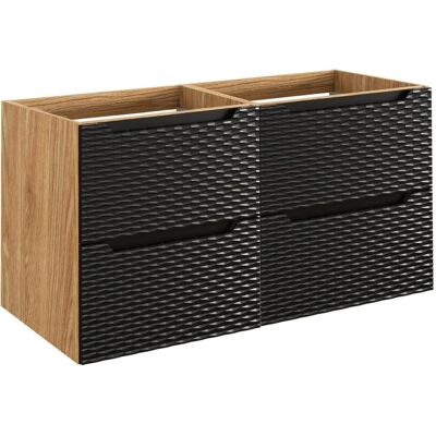 Gabinete de baño suspendido Elora - 120cm, 4 cajones, Negro y madera Gabinete de baño suspendido Elora - 120cm, 4 cajones, Negro y madera